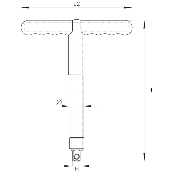 YATO  YT21095  LLAVE DE MANGO EN T CON PERFIL CUADRADO, 207X160 MM, 3/8 PULGADAS