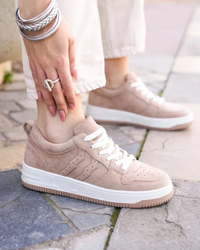 ZAPATILLAS DE MUJER EN COLOR TOPO CON CORDONES  CL65 TAUPE