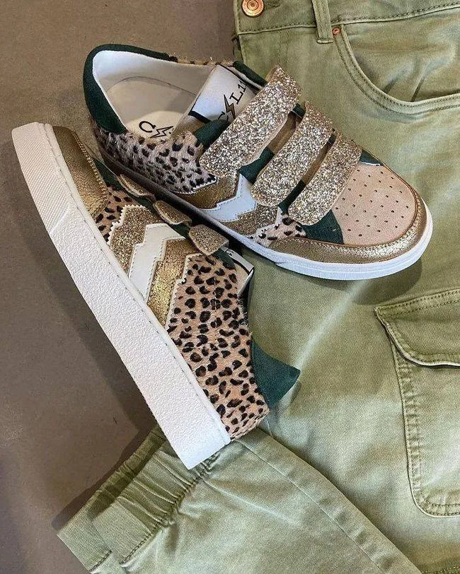 ZAPATILLAS DE MUJER EN ESTAMPADO DE LEOPARDO CON CIERRE DE VELCRO  CL13 LEO