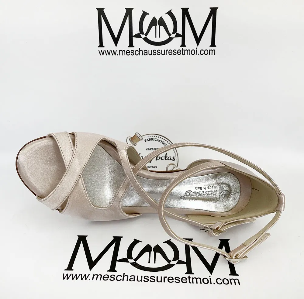 ZAPATOS TACON RASO NUDE TIRAS CRUZADAS